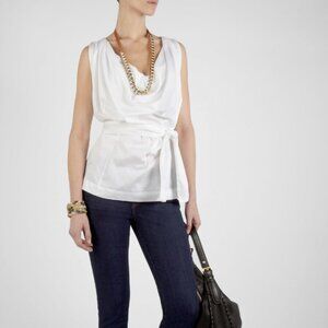 Vivienne Westwood Anglomania Off White Cotton Sleeveless Blouse Sz 48